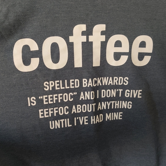 Coffee Spelled Backwards Funny Long Sleeve Shirt - Picture 2 of 4
